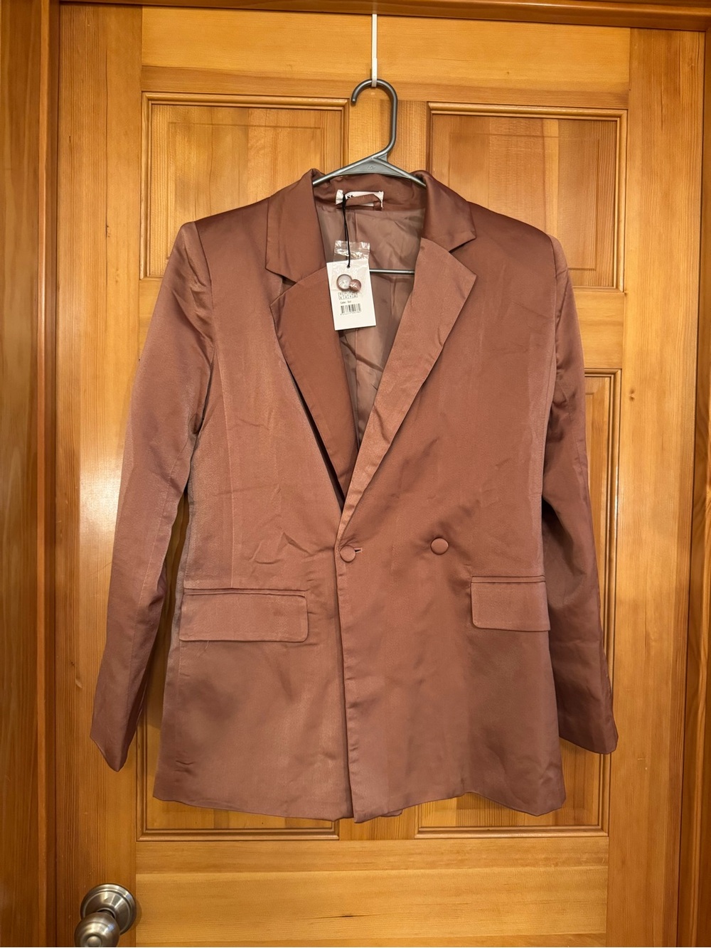 NWT! Women’s Showpo Satin Rust Colored Oversized Double-Breasted Blazer